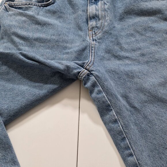Zara Jeans Womens 12 Blue Straight Leg Cotton Boho Hippie Raw Hem Preppy Denim - Picture 12 of 16